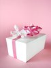 Pink gift: Candy gift box on pink background