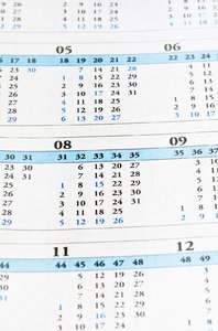 Calendar sheet: calendar dates and paper