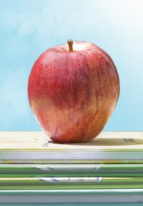 Back to school: apple on books